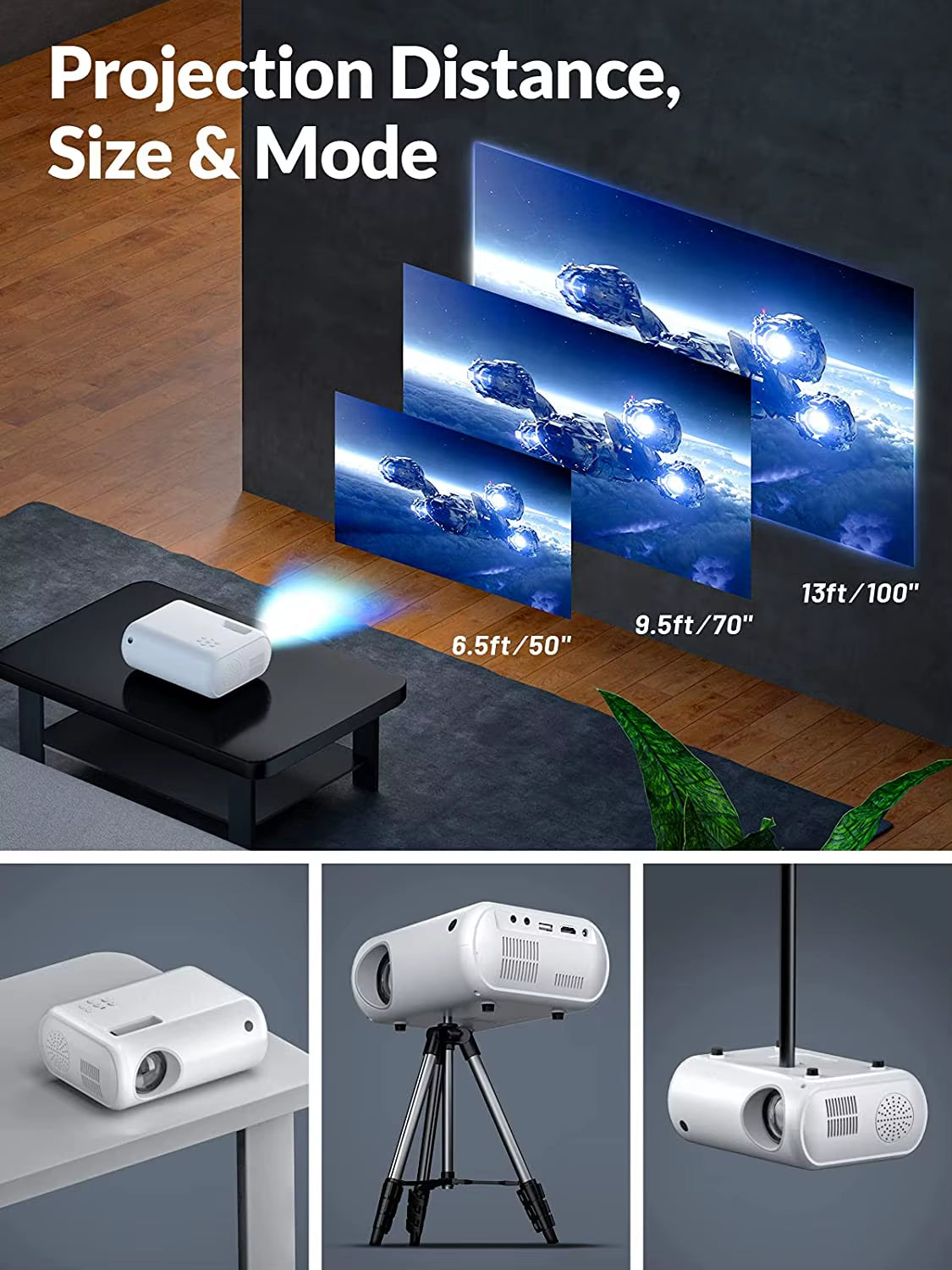 LED Projector P80 Support 1080P 5000 Lumens Mini Wifi Projector Miracast Video Beamer Home Cinema Movie Projetor