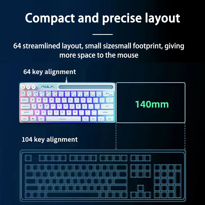 F3061 Mechanical Touch Feel Keyboard 61 Keys Wired Mini Keyboard RGB Backlight Keyboard Desktop Laptop Game Keyboard