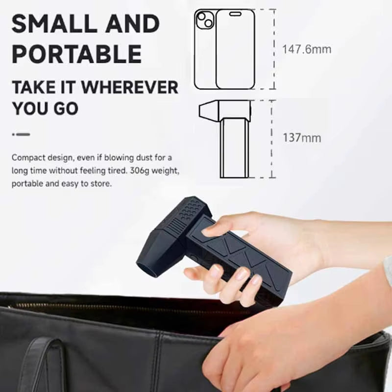 Mini Turbo Jet Fan Electric Air Duster with 3 Gear Adjustable 130000RPM Wind Speed 52M/S Car Computer Cleaning Blower Tool