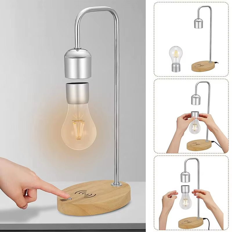 Magnetic Levitating Floating Bulb Lamp Wireless Smartphone Fast Charging LED Light Bulb Desk Lamp Creative Home Deco Night Light