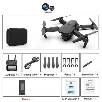 E88 Pro Foldable Quadcopter Drone - WIFI FPV, HD 4K Camera, Altitude Hold