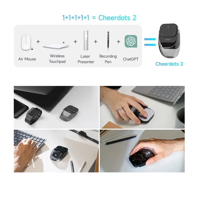 Cheerdots 2 Detachable Air Mouse Wireless Touchpad All-In-One Pocket AI Recording Chatgpt Enabled Mouse Customized Gaming Mouse