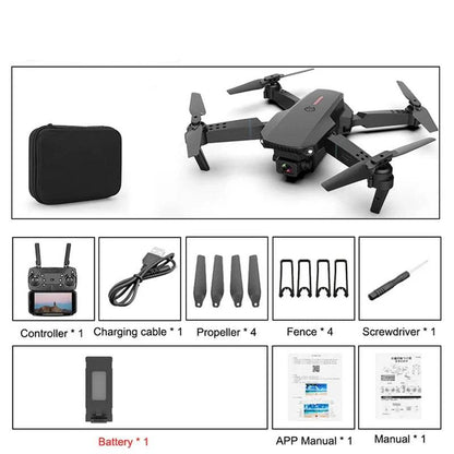 E88 Pro Foldable Quadcopter Drone - WIFI FPV, HD 4K Camera, Altitude Hold