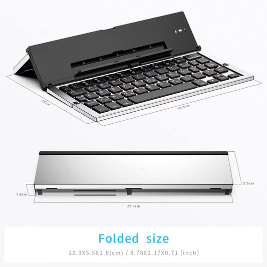 Folding Keyboard Bluetooth Foldable Wireless Keyboard Pocket Size Rechargeable Keyboard for Iphone Ipad Tablet Laptops