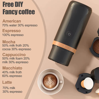 Portable Coffee Machine for Car Expresso Maker Nespresso Dolcegusto Capsule Espresso Machine Coffee Powder for Travel and Picnic