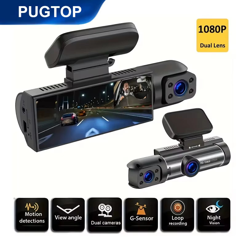 1080P Dash Cam for Cars Dual Camera Front and inside Car Camera with IR Night Vision Loop Recording Wide Angle Car DVR Camera