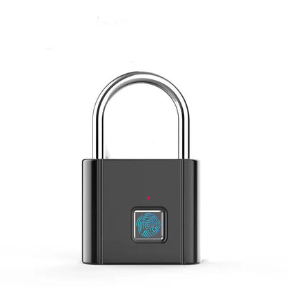 Black Silver Keyless USB Rechargeable Door Lock Fingerprint Smart Padlock Quick Unlock Zinc Alloy Metal Self Developing Chip