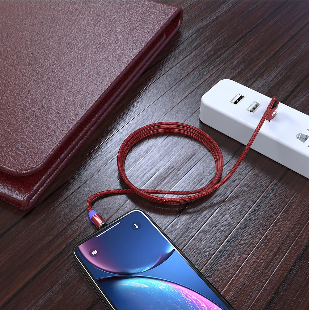 LED Magnetic USB Cable Fast Charging, Type C, IOS & Micro USB Mobile Phone Cable