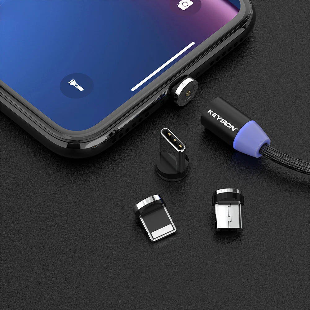 LED Magnetic USB Cable Fast Charging, Type C, IOS & Micro USB Mobile Phone Cable