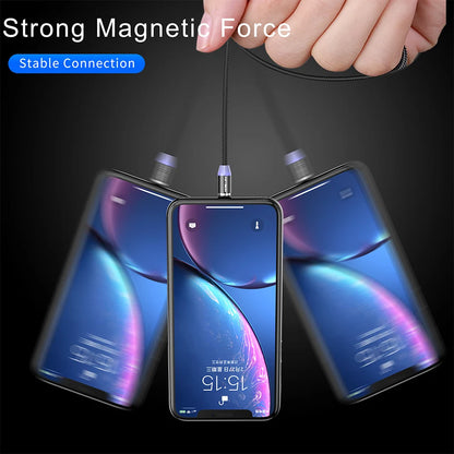 LED Magnetic USB Cable Fast Charging, Type C, IOS & Micro USB Mobile Phone Cable