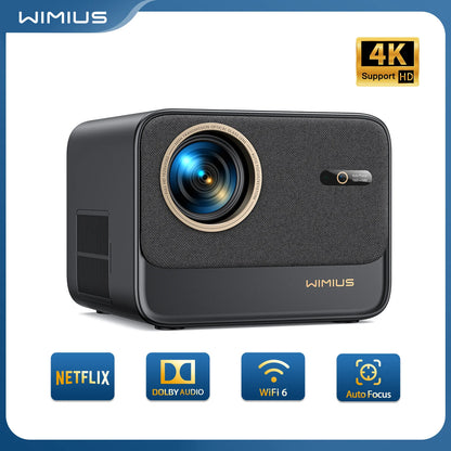 Proyector 4k compatible con 30 000 lúmenes Enfoque automático/Keystone Full HD 1080p Wi-Fi nativo 6 Compatibilidad con Bluetooth Dolby Home Theater