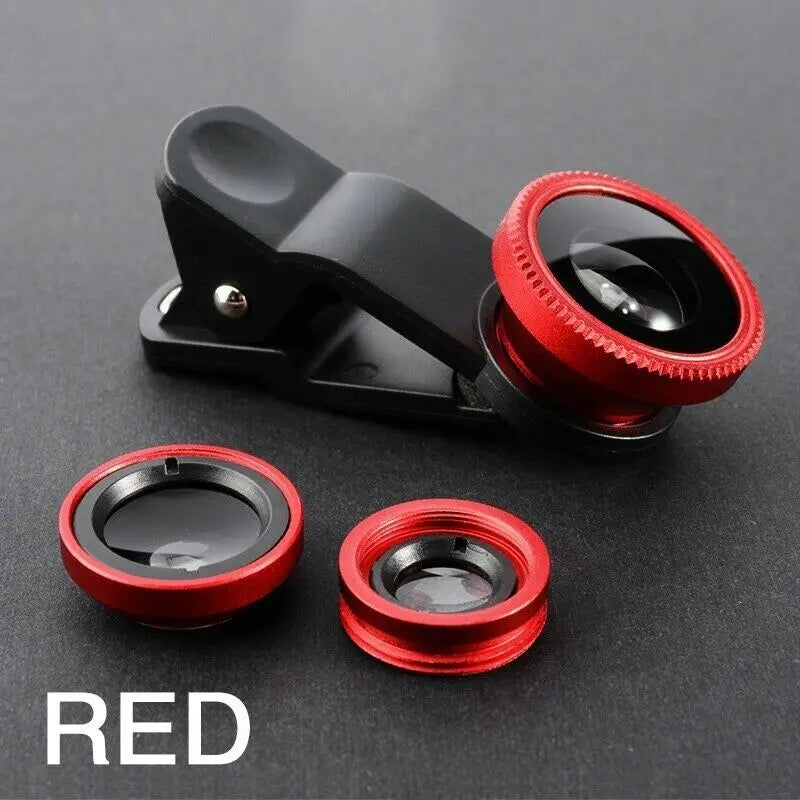 3in1 Phone Lens 0.67X Wide Angle Zoom, Fish Eye & Macro Lenses Camera Kits With Clip Lens On The Phone For Smartphone