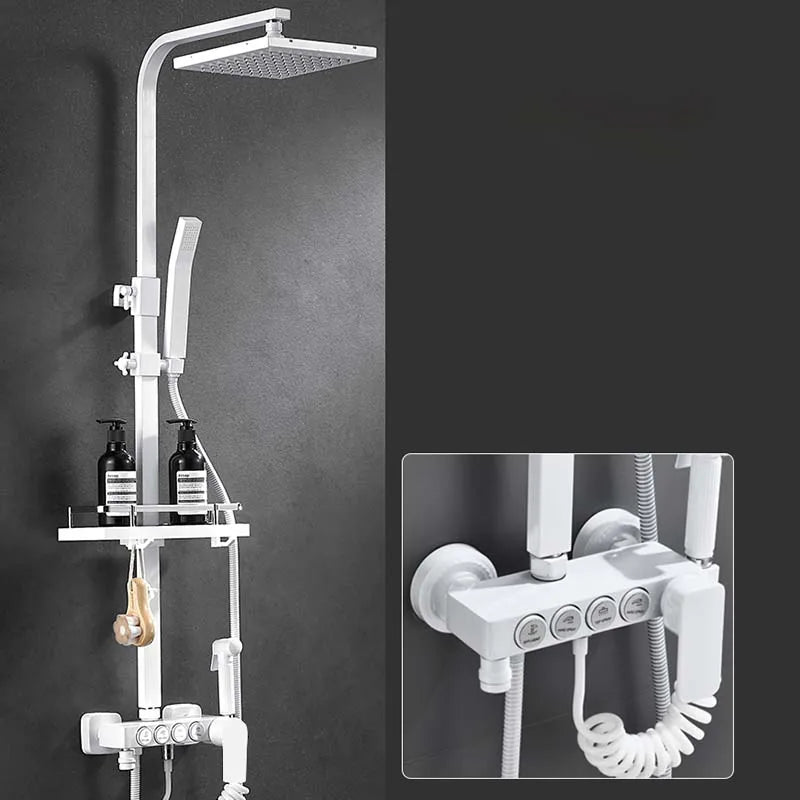 Luxury Shower System with Thermostatic Shower Mixer Faucets 12 Inch Rainfall ABS Shower Head Hot Cold Bathroom Shower Set