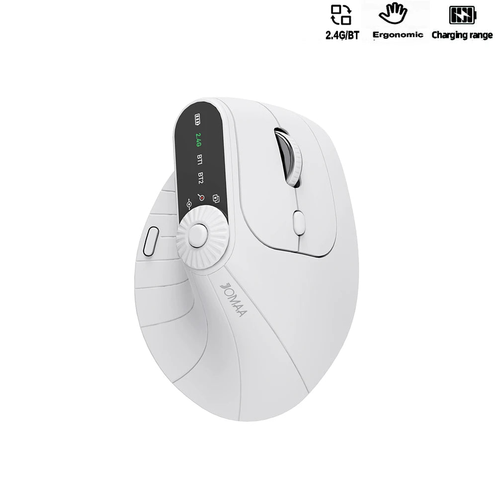 Multi-Device Vertical Ergonomic Mouse with Function Adjustment Kno Rechargeable 2.4G Bluetooth Wireless Mouse for PC Tablet