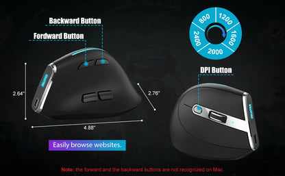 Vertical Bluetooth Wireless Ergonomic Optical Mouse With OLED Screen USB Rechargeable