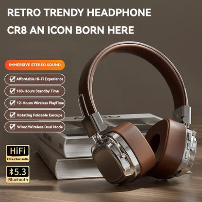 Drahtlose Retro-Bluetooth-5.3-Stereo-Headsets mit Faltfunktion