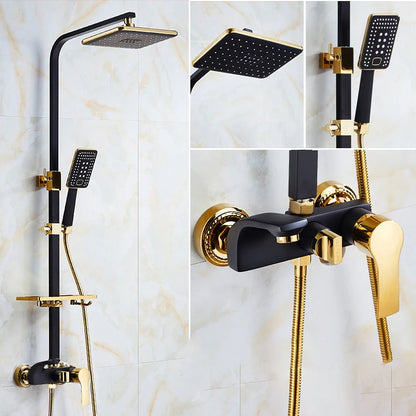 Luxury Shower System with Thermostatic Shower Mixer Faucets 12 Inch Rainfall ABS Shower Head Hot Cold Bathroom Shower Set