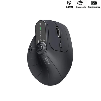 Multi-Device Vertical Ergonomic Mouse with Function Adjustment Kno Rechargeable 2.4G Bluetooth Wireless Mouse for PC Tablet