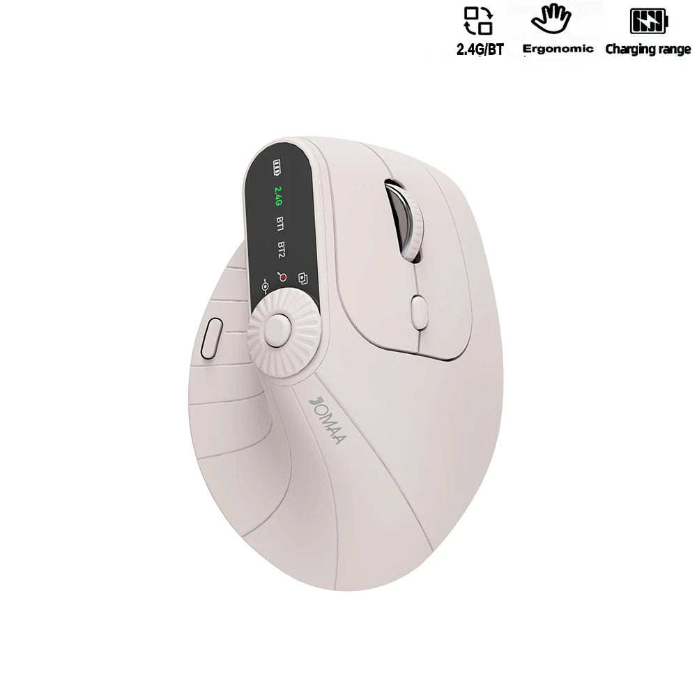 Multi-Device Vertical Ergonomic Mouse with Function Adjustment Kno Rechargeable 2.4G Bluetooth Wireless Mouse for PC Tablet