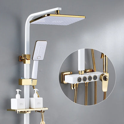 Luxury Shower System with Thermostatic Shower Mixer Faucets 12 Inch Rainfall ABS Shower Head Hot Cold Bathroom Shower Set