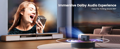 Proyector 4k compatible con 30 000 lúmenes Enfoque automático/Keystone Full HD 1080p Wi-Fi nativo 6 Compatibilidad con Bluetooth Dolby Home Theater