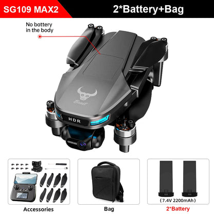 Teeggi SG109 MAX2 Drone con cardán estabilizado de 3 ejes, cuadricóptero RC con láser de 360°, motor sin escobillas, GPS, C0.Drone