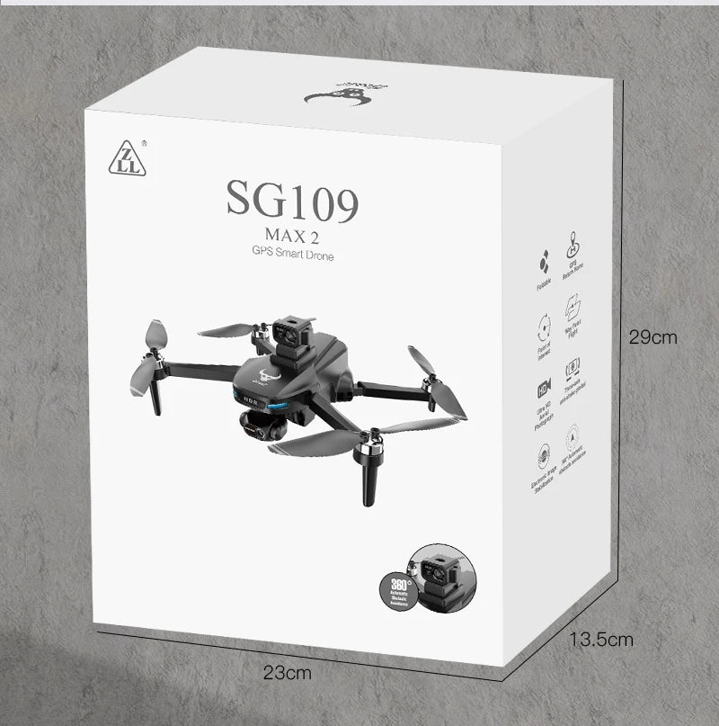 Teeggi SG109 MAX2 Drone con cardán estabilizado de 3 ejes, cuadricóptero RC con láser de 360°, motor sin escobillas, GPS, C0.Drone