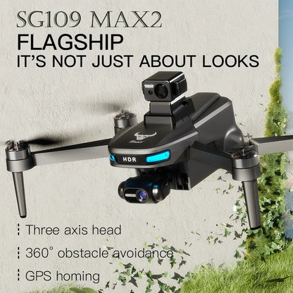 Teeggi SG109 MAX2 Drone con cardán estabilizado de 3 ejes, cuadricóptero RC con láser de 360°, motor sin escobillas, GPS, C0.Drone