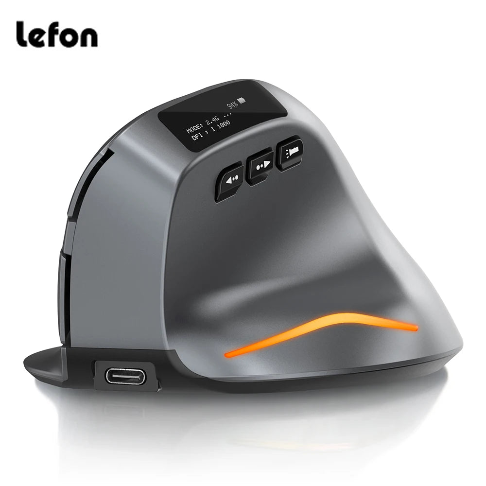 Vertical Bluetooth Wireless Ergonomic Optical Mouse With OLED Screen USB Rechargeable