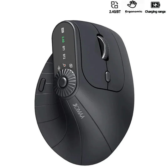 Multi-Device Vertical Ergonomic Mouse with Function Adjustment Kno Rechargeable 2.4G Bluetooth Wireless Mouse for PC Tablet