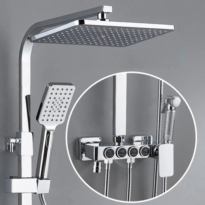 Luxury Shower System with Thermostatic Shower Mixer Faucets 12 Inch Rainfall ABS Shower Head Hot Cold Bathroom Shower Set