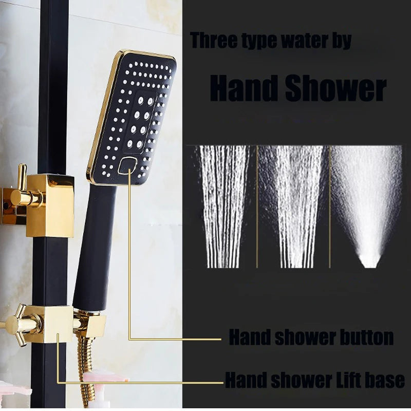 Luxury Shower System with Thermostatic Shower Mixer Faucets 12 Inch Rainfall ABS Shower Head Hot Cold Bathroom Shower Set