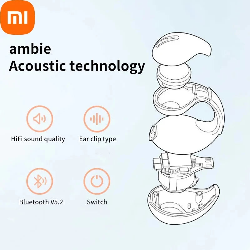 Xiaomi Bluetooth Earphones Wireless Headset Ear Clip Bone Conduction Mini Sports Earbuds TWS Waterproof Portability Headphones