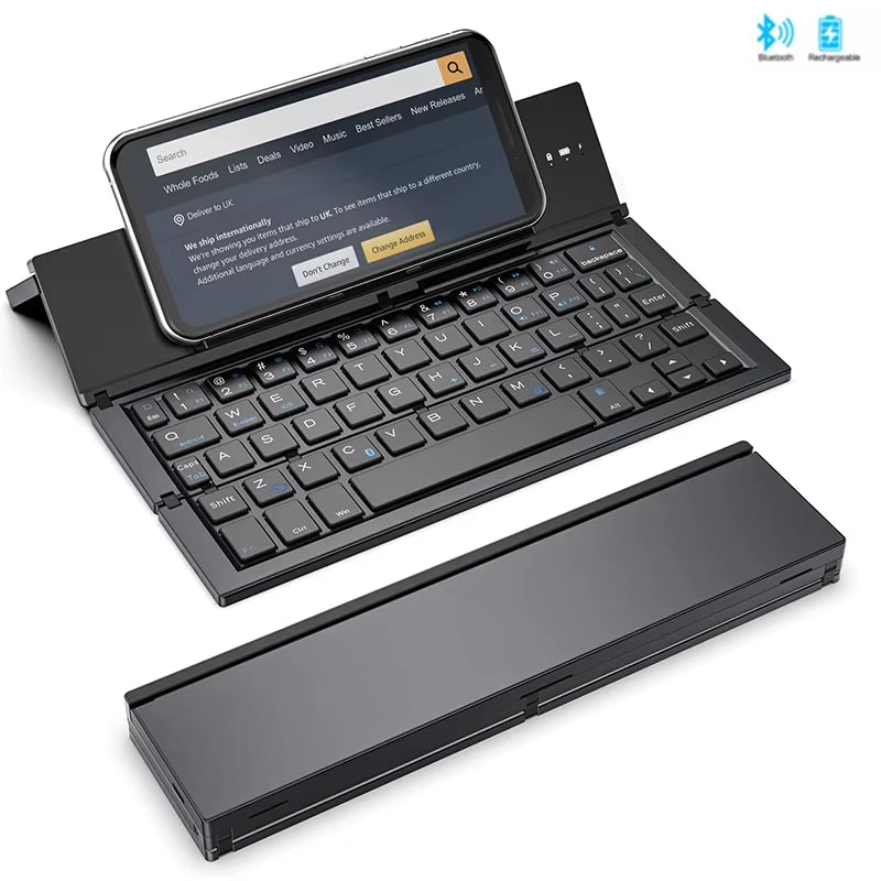 Folding Keyboard Bluetooth Foldable Wireless Keyboard Pocket Size Rechargeable Keyboard for Iphone Ipad Tablet Laptops