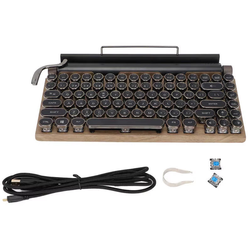 Retro Typewriter Keyboard Support Wireless Mechanical Keyboards 83 Keys Computer Keyboard Gamer for Laptop PC Gaming Keyboards